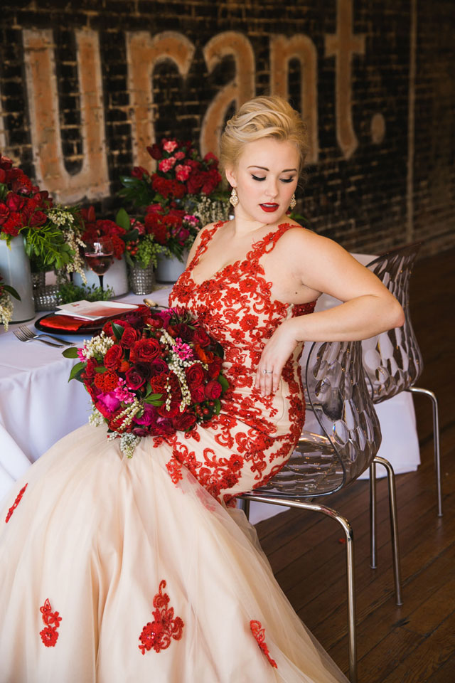 A beautiful red and black cherry wedding inspiration shoot inspired by Gwen Stefani by Laura Miller Photography and Urban Magnolia Weddings and Events