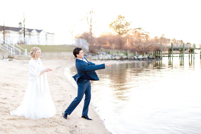 An airy and light seaside winter wedding inspiration shoot with a beachy green palette by Lauren Werkheiser Photography