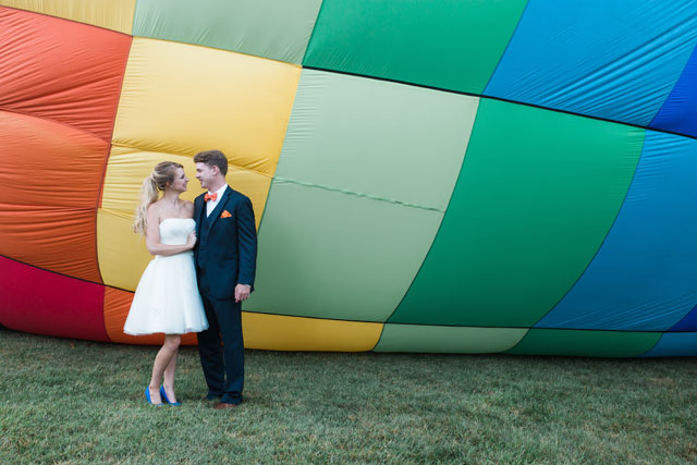 A whimsical and colorful hot air balloon styled shoot with candy and geometric details by M Harris Studios