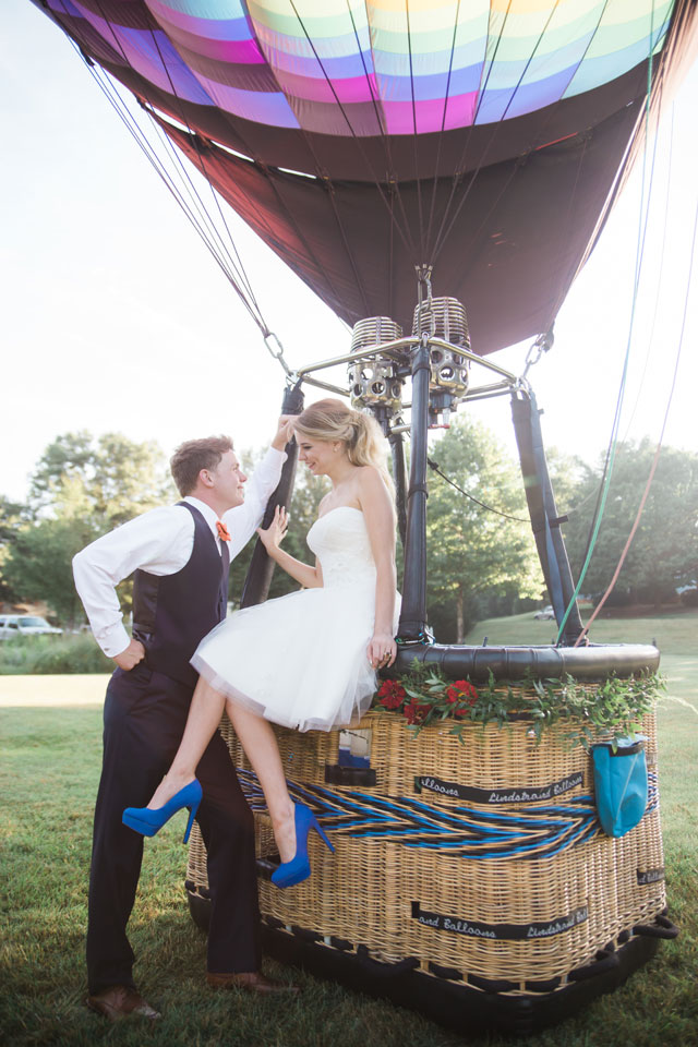 A whimsical and colorful hot air balloon styled shoot with candy and geometric details by M Harris Studios