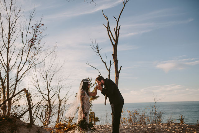 A styled bohemian elopement on the dunes at sunset by Megan Saul and Mignonette Bridal