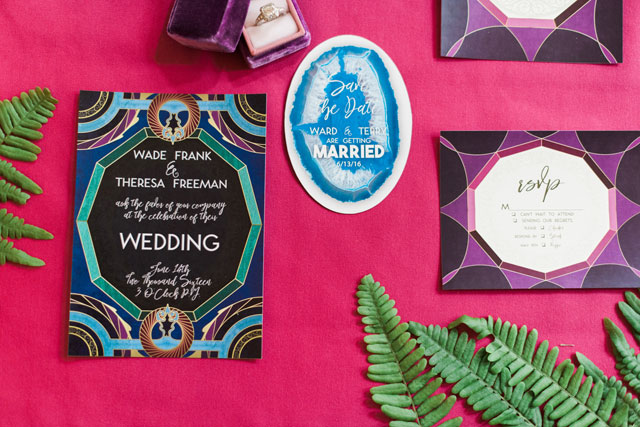 A modern jewel tone wedding inspiration shoot at an historical venue in Amherst with geometric and ombre details by Melanie Zacek Photography and Parsimony Inspired