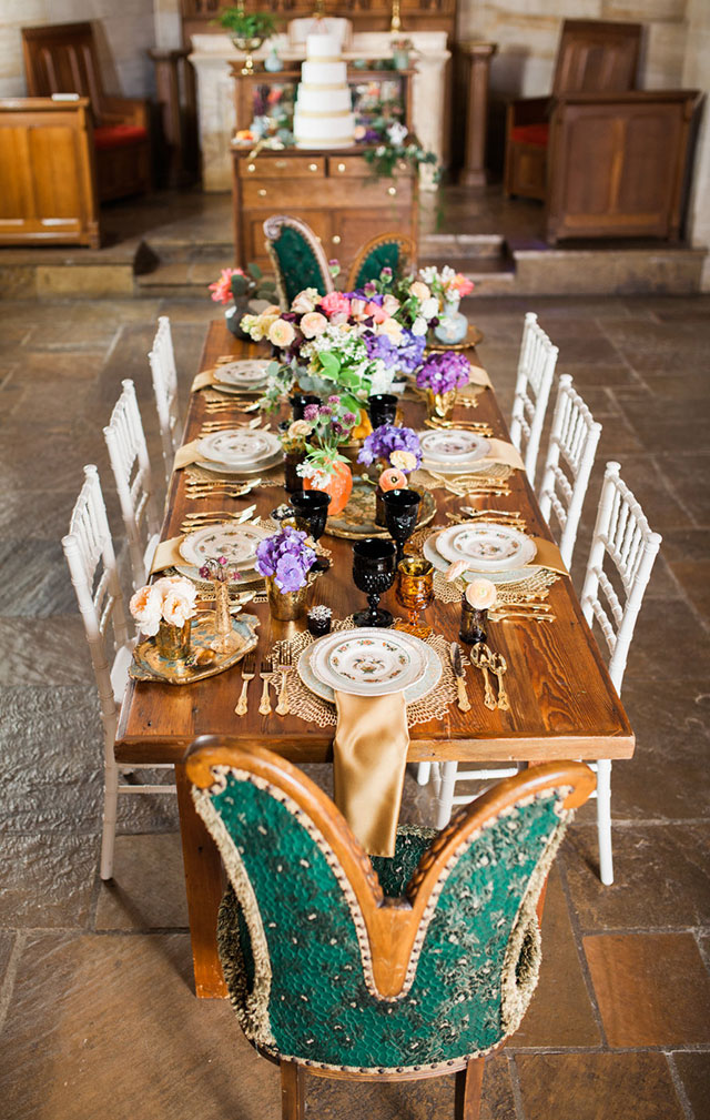 A jewel-toned modern Victorian inspiration shoot in a historic chapel in Grand Rapids by Nick and Emily Photography
