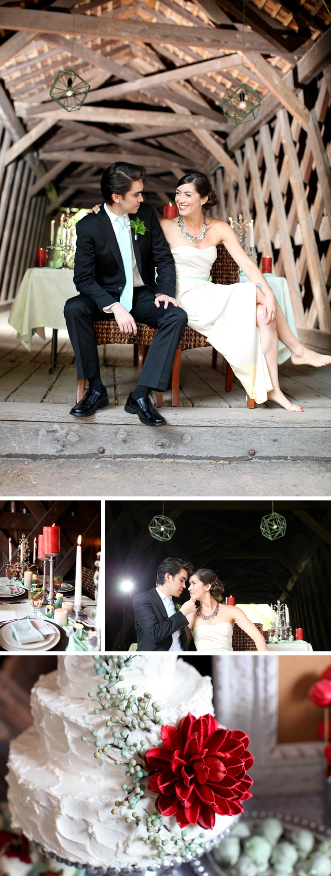 Romantic Red Covered Bridge Styled Shoot by Pill Photography