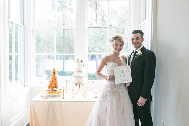 A Paris meets New Orleans wedding inspiration shoot in a glam palette of black and gold by Sarah Becker Photography