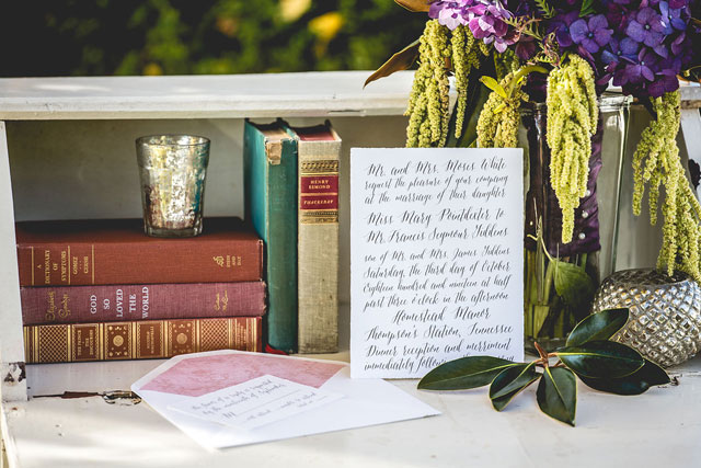 A wedding styled shoot centered around a Southern gothic feel with rich jewel tones and vintage pieces by SheHeWE Photography and Southern Events Party Rental Company