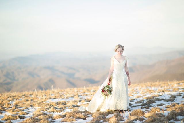 A sweet vintage styled music in the mountains inspiration shoot with snow and handmade touches by Sweetly Vintage Photography