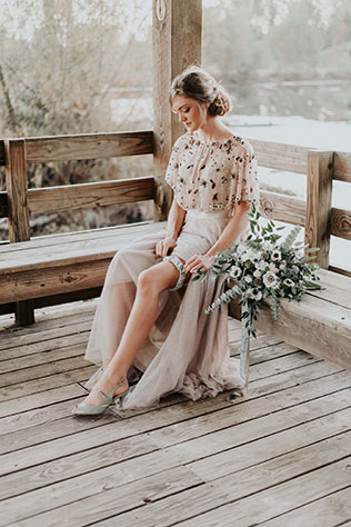 A stunningly romantic dusty blue wedding inspiration shoot with vintage details and an exquisite gown by Taylor Best Creative