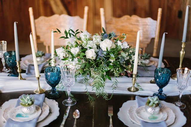 A vineyard styled shoot for a dusty blue rustic wedding by Veronica Young Photography
