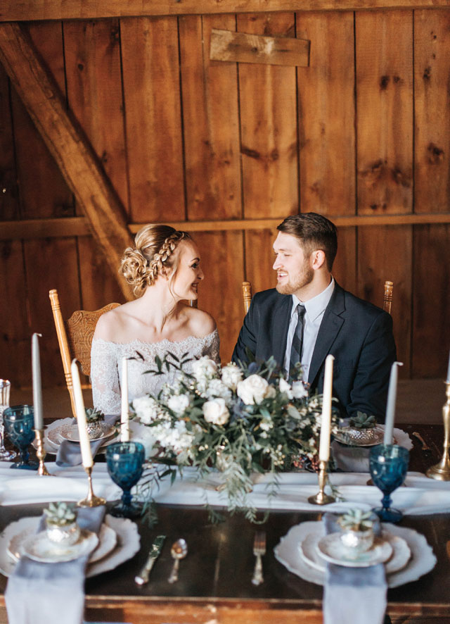 A vineyard styled shoot for a dusty blue rustic wedding by Veronica Young Photography