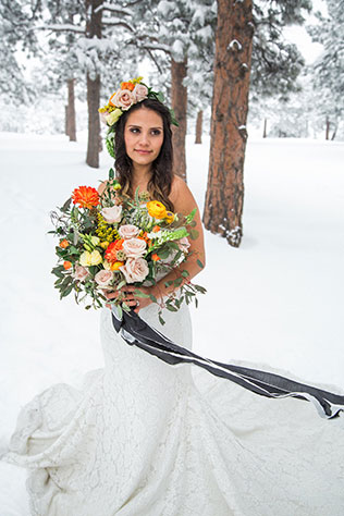 A snowy and intimate winter boho styled shoot in Denver by Erika Sandoval Event Planning & Design and Walnut Street Photography