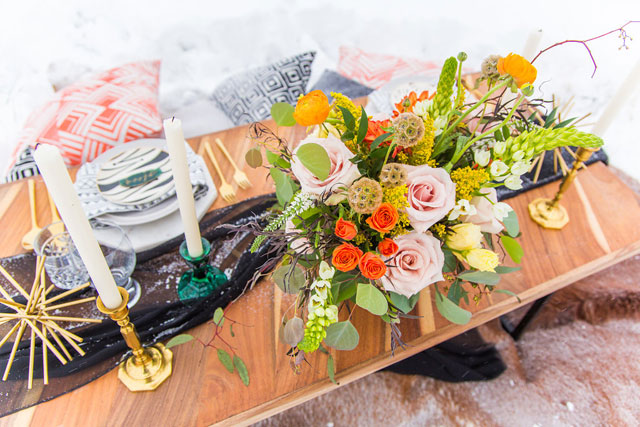 A snowy and intimate winter boho styled shoot in Denver by Erika Sandoval Event Planning & Design and Walnut Street Photography