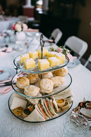 A high tea bridal shower with delicious finger foods and teapot centerpiece | Sara Lynn Paige: http://saralynnpaige.com