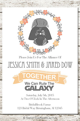 Star Wars Wedding Invitation Printable by SweetTeaAndACactus on Etsy | 10 Star Wars Wedding Ideas for Super Fans