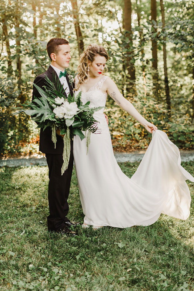 A sophisticated mansion wedding with lush greenery and gold details by Alicia Wiley Photography