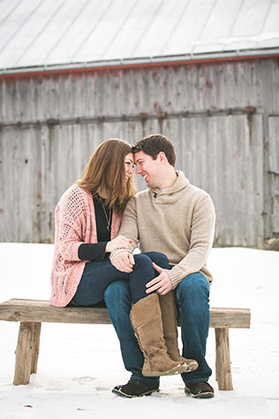 An adorable snowy engagement session at a barn in Wisconsin | Amenson Studio: http://www.amensonstudio.com