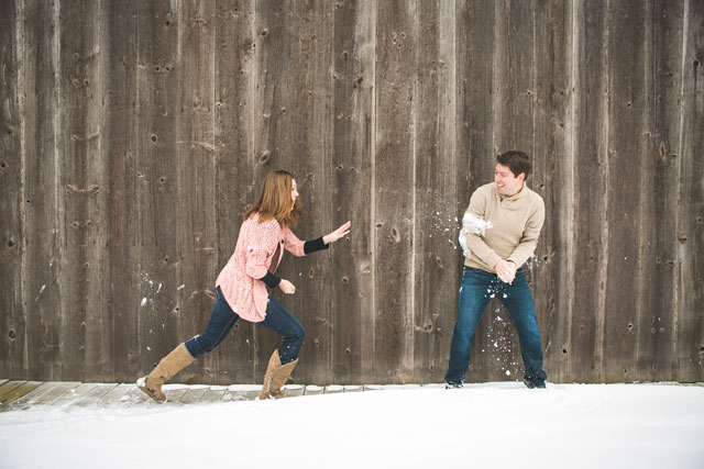 An adorable snowy engagement session at a barn in Wisconsin | Amenson Studio: http://www.amensonstudio.com