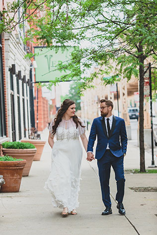 A stylish and chic loft wedding at a floral shop in Chicago by Angela Renée Photography