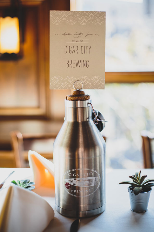A creative Chicago brewery wedding with a gray color palette and succulent bouquets by Angela Renée Photography