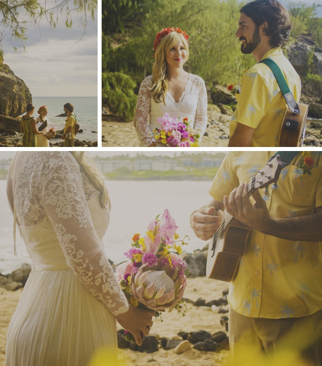 An intimate elopement on Shipwreck Beach in Kauai by Angie Diaz : Concept || see more on blog.nearlynewlywed.com
