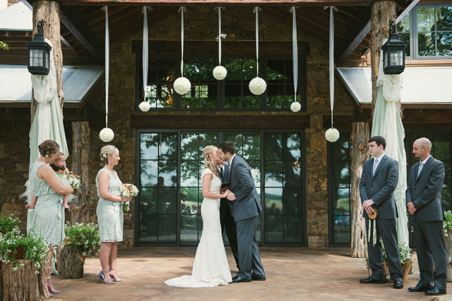 A DIY backyard wedding at a rustic family home with a soft green color palette | Blue Elephant Photography: www.blueelephantphotography.com