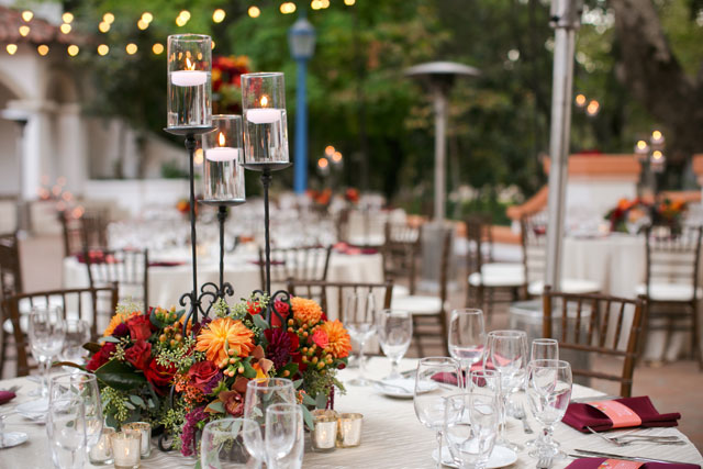 A warm and inviting autumn wedding in shades of burgundy, orange and yellow at Rancho Las Lomas | BrittRene Photo: http://brittrenephoto.com