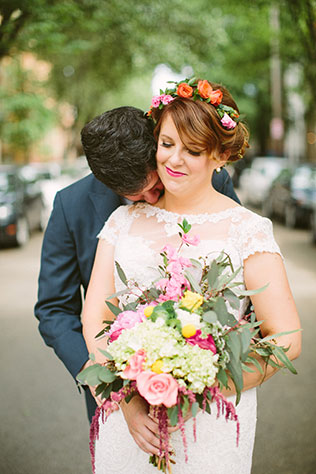 An urban boho wedding with gorgeous greenery and a corgi flower girl by Caitlin Thomas Photography