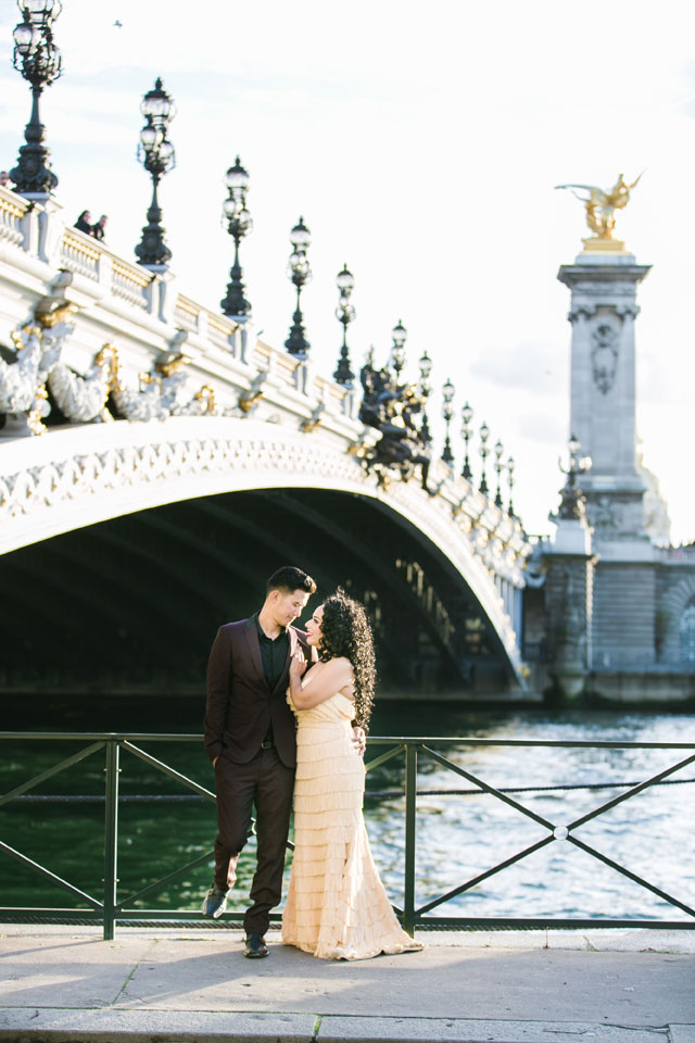 A luxe Christmas elopement in Paris with champagne and his and hers Christmas stockings by Catherine O'Hara and Fête in France