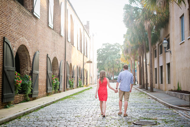 A charming downtown Charleston engagement session in the summer // photo by Dana Cubbage Weddings: http://danacubbageweddings.com || see more on https://blog.nearlynewlywed.com