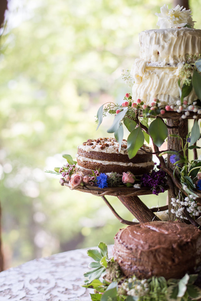 A gorgeous lakeside wedding in Georgia with a handmade wedding dress, a cake tree and a boat sendoff by Eliza Morrill Photography