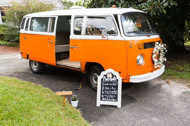A DIY autumn waterfront brunch wedding with a VW bus photo booth and a pastel palette by Erin Costa Photography