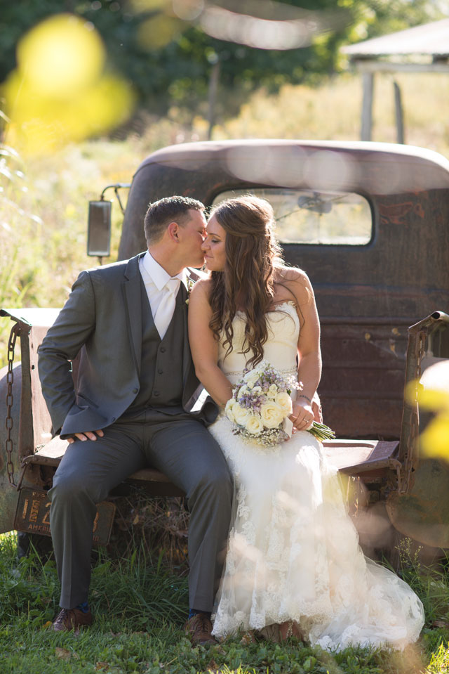 A rustic and romantic navy blue and lavender barn wedding in Wisconsin by Erin Johnson Photography