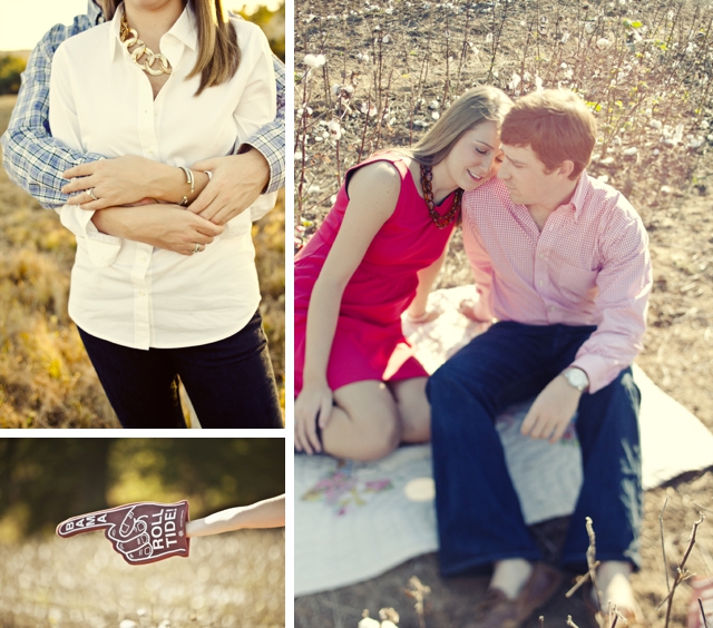 An Alabama engagement shoot in the middle of a cotton field by Glass Jar Photography || see more on blog.nearlynewlywed.com