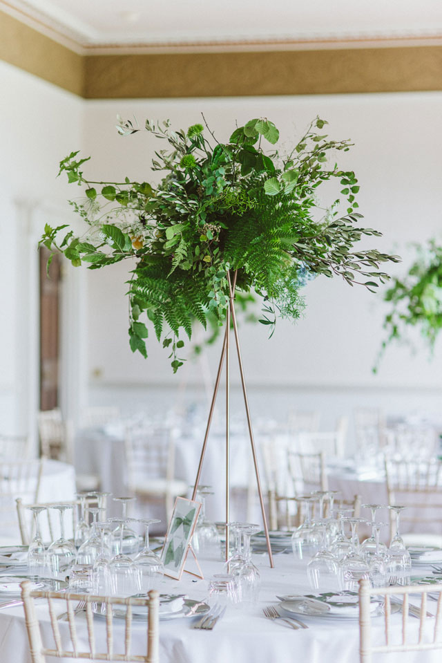 A modern and trendy lush green Scottish castle wedding in the highlands with rose gold, copper, marble and succulents by Glitter & Twigs