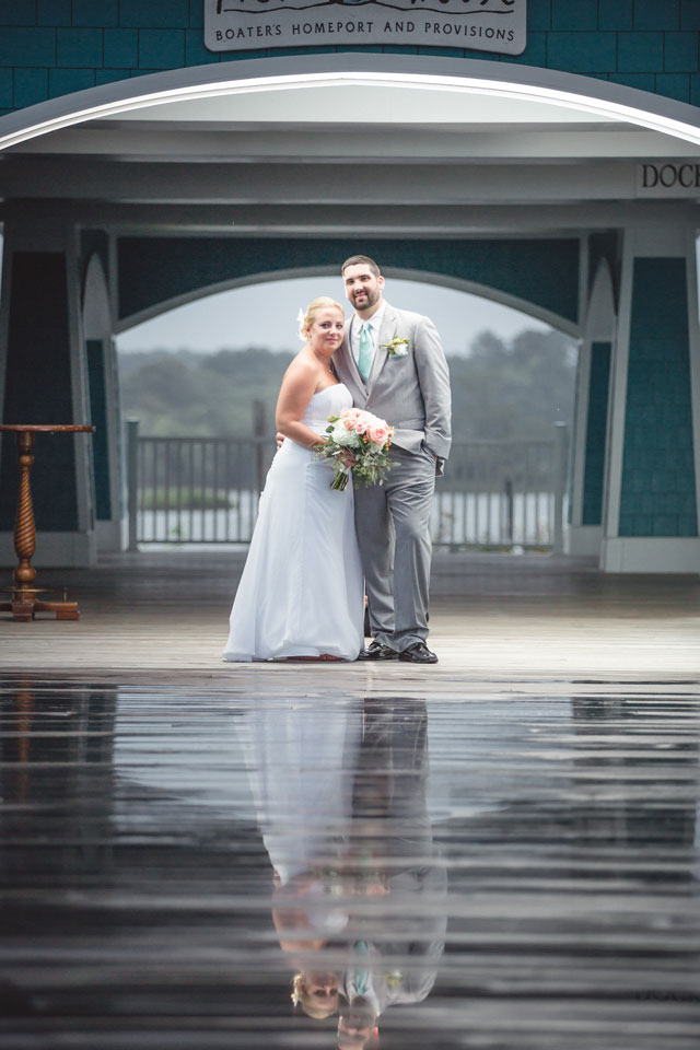 A stormy, rainy wedding day in Virginia with peach and mint details | Grant & Deb Photographers: grantdeb.com