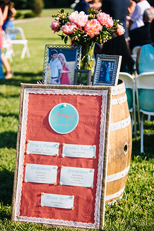 A beautiful coral, turquoise and blush summer vineyard wedding in Virginia | Grant & Deb Photographers: http://grantdeb.com
