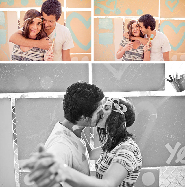 Artsy painting engagement session by Hello Studios || see more on blog.nearlynewlywed.com