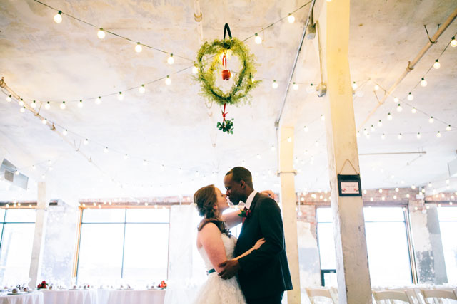 An urban Victorian winter wedding with velvet, jewel-toned fruits, mistletoe and twinkling lights by Her Song Photographs