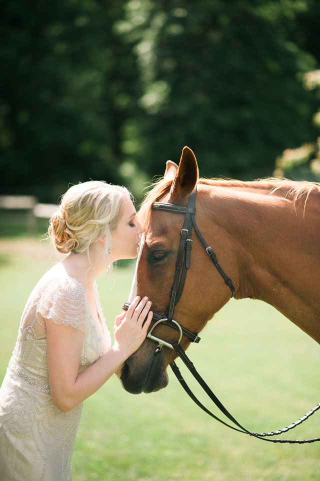 A romantic vintage equestrian wedding with a palette of cream, peach and powder blue by Jennifer Green Photography