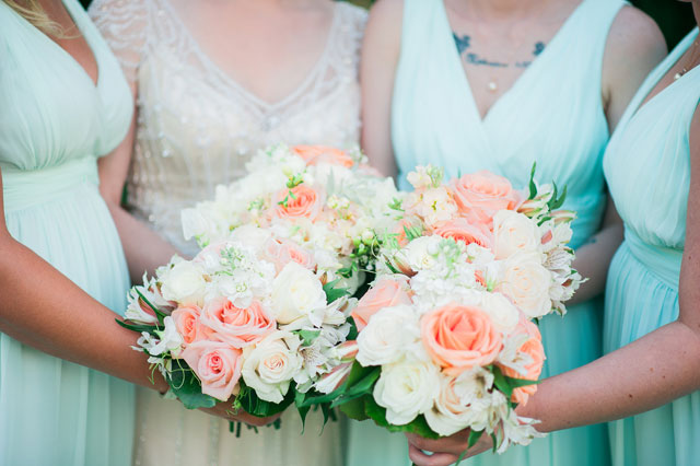 A romantic vintage equestrian wedding with a palette of cream, peach and powder blue by Jennifer Green Photography