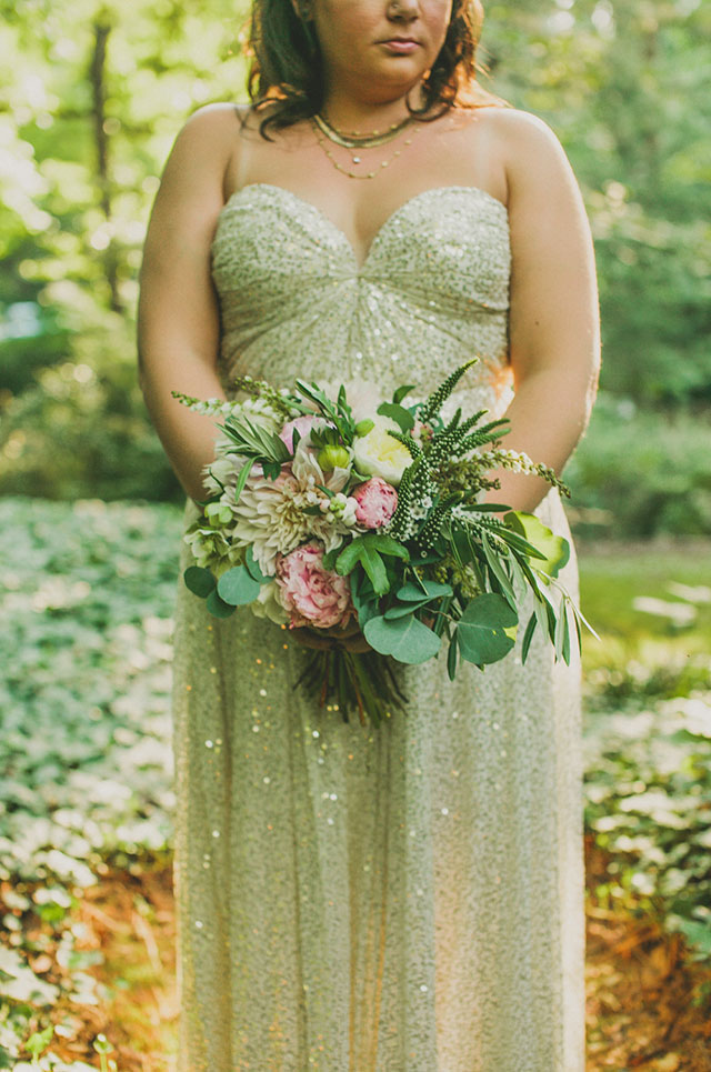 A casual and DIY artsy backyard wedding with rose gold sequins and protea by Kendra Elise Photography