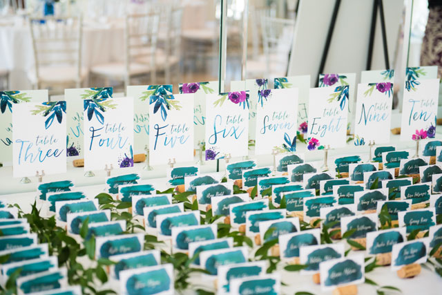A lovely springtime watercolor beach wedding in Florida in ocean shades of blue and green by Kera Photography