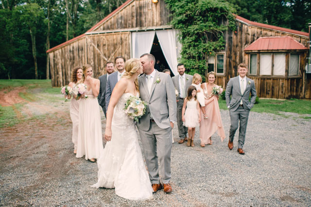 A lovely blush-hued chic barn wedding in the Virginia countryside by Kristen Gardner Photography