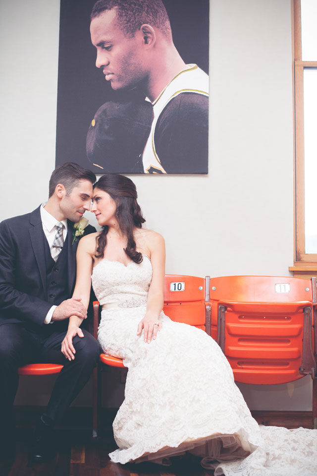 A vintage-inspired museum wedding at Engine House 25, home to a winery and the Roberto Clemente Museum | La Candella Weddings: lacandellaweddings.com
