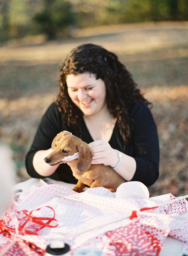 A same-sex Valentine's Day engagement shoot with the couple's dachshund | Laura Gordon Photography: http://www.lauragordonphotography.com