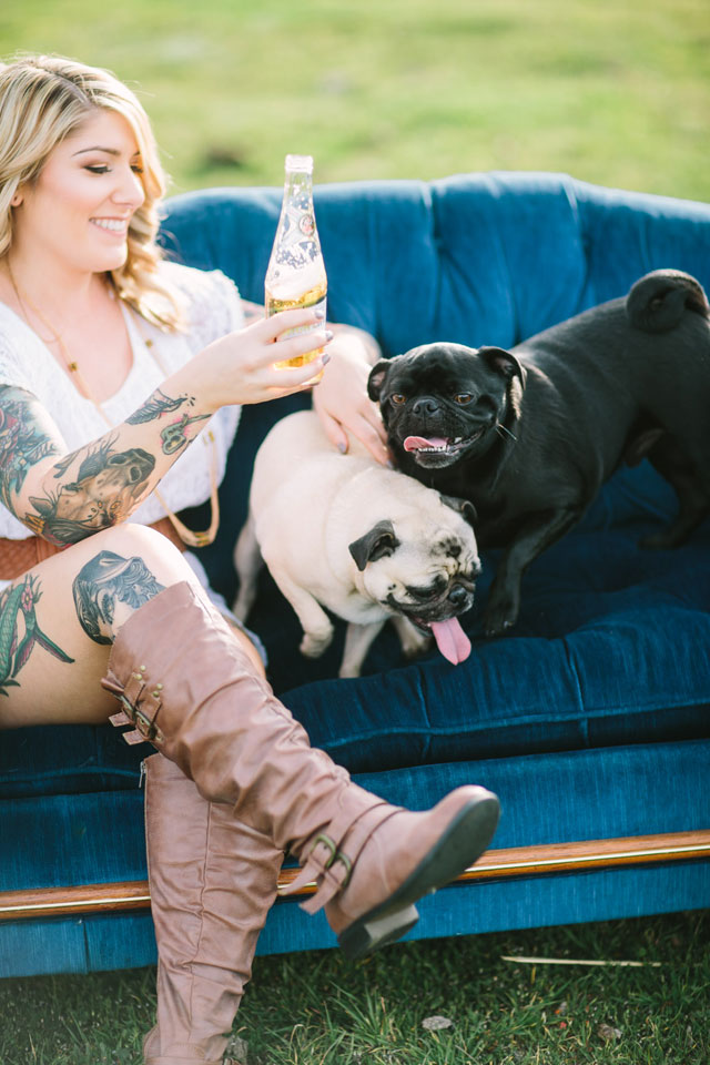 A rustic ranch engagement session with tattoos, pugs and beautiful sunlight by Let's Frolic Together