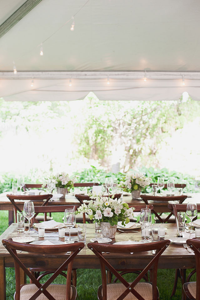 A combination city hall and backyard wedding with an elegant tented reception by Levi Stolove Photography