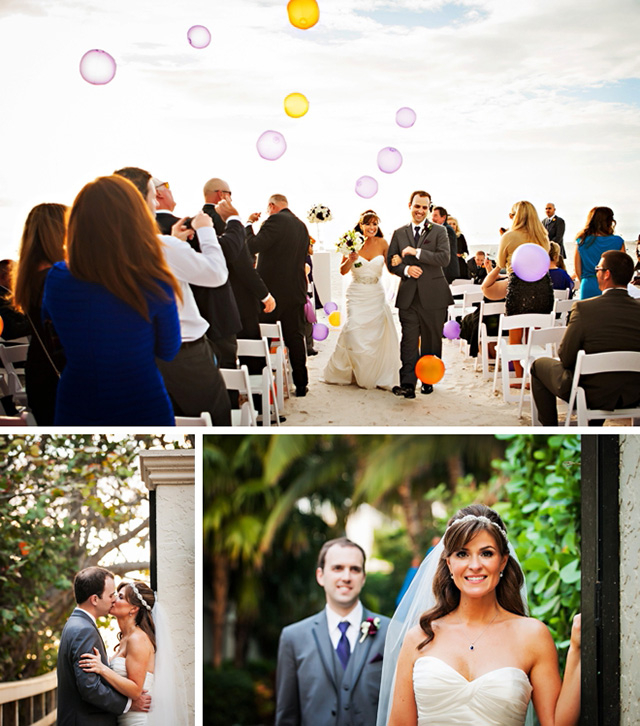 A modern and elegant winter beach wedding with purple and crystal details by Limelight Photography || see more on blog.nearlynewlywed.com
