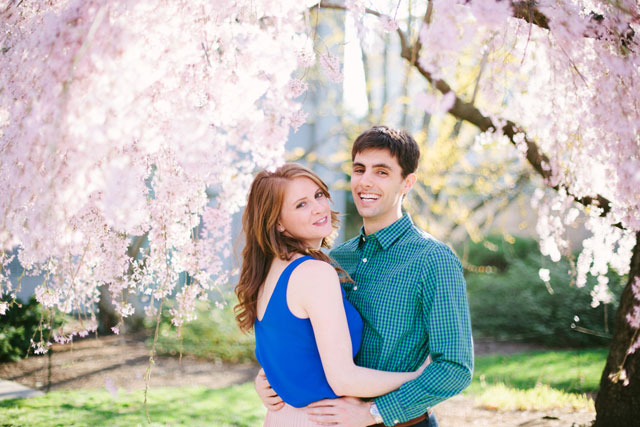 A playful cherry blossom engagement session in Washington D.C. // photo by M. Felt Photography: http://www.mfeltphotography.com/ || see more on https://blog.nearlynewlywed.com