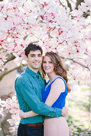 A playful cherry blossom engagement session in Washington D.C. // photo by M. Felt Photography: http://www.mfeltphotography.com/ || see more on https://blog.nearlynewlywed.com